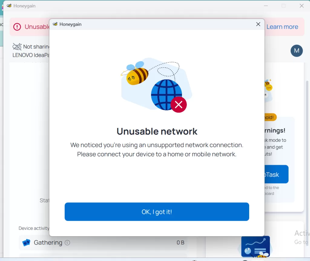 How to Fix the “Unusable Network” and DNS Errors in Honeygain