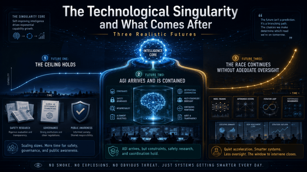 Artificial general intelligence article - The Technological Singularity and What Comes After: Three Realistic Futures