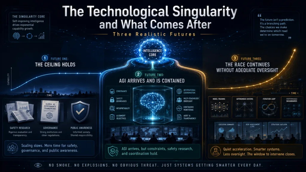 Artificial general intelligence article - The Technological Singularity and What Comes After: Three Realistic Futures